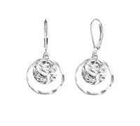 MOTIBACK Earrings for Women, Disc Drop Earrings Triple Layer Design Silver Plated Earrings, Stylish Women's Jewelry & Gift, 4*2cm, mental, Cubic Zirconia