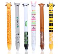 MOTIBACK Erasable Gel Pens, 0.7mm Tip Cute Animal Erasable Gel Pen for All Ages, Red Blue Ink Rub Out Pens, Fun Writing Pen for School Office Supplies Drawing Crossword (1, 6, count)