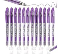 MOTIBACK Erasable Pens, Set of 12 Rub Out Pens with Eraser, Friction Pen for Kids Youth Adult School Office Supplies (Purple)