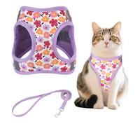 MOTIBACK Floral Design Cat Harness with Leash,Adjustable Escape-Resistant Vest Harness for SmallFelines, Purple (xS/s Sizes) (s)