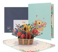 MOTIBACK Flower Basket Pop up Card,3D Rose Flower Cards for Birthday, Mother's Day, Thanksgiving Day, Get Well, Anniversary,Congratulations Gifts