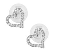 MOTIBACK Full-Diamond Heart Stud Earrings for Women, Hypoallergenic Sparkling Diamond Earring, Daily Wear & Gift-Ready