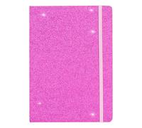 MOTIBACK Glitter A5 Notebook with Elastic Band, 160 Pages Lined Journal, Sparkly Hardcover Writing Notepad for Women & Men, Work Notebooks, Rose Red