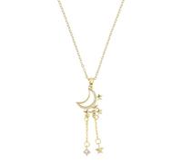 MOTIBACK Gold Necklaces for Women, Dainty Moon Necklace with Star Tassel Pendant, Adjustable Chain Jewelry Gift for Valentine's Day & Mother's Day