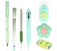 MOTIBACK Green Pens Stationary Set, 7-in-1 Complete Multi-Function Stationery Set for School, Home, Office, Students, Note-Taking & Gift Giving