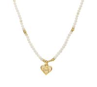 MOTIBACK Heart Shell Bead Necklace for Women, White and Gold Bead Boho Beaded Choker Necklace Adjustable Summer Beach Jewelry Gift