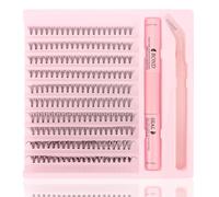 MOTIBACK Hot Melt Individual Lash Clusters Kit - 200pcs 8-16mm DIY Eyelash Extension Bundle with Bond and Remover (20D)