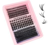 MOTIBACK Individual Eyelashes 240Pcs Cluster Lashes Kit 10mm-18mm DIY Lash Extension Black D Curl Natural Look False Eyelashes
