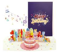 MOTIBACK Large 3D Pop Up Birthday Cards with LED Light and Blowable Candle, Musical Birthday Cards Play Happy Birthday Music, Funny Musical Birthday Gift for Women Men Kids Mom Sister Friends Wife