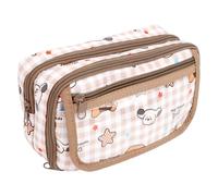 MOTIBACK Large Capacity Animal Pencil Case, Cute Cartoon Cats and Dogs Design Pen Pouch Organizer for School Supplies, Kawaii Stationery Holder for Girls (Plaid Puppy)
