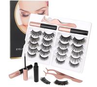 MOTIBACK Magnetic Eyelashes with Applicator, Reusable Magnetic Eyelashes Natural-Look, 10 Pairs Reusable Magnetic-Lashes Easy to Wear and Remove with 2 tubes of magnetic eyeliners, 1 eyelash tweezers