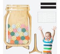 MOTIBACK Magnetic Reward Jar(25PCS Smiley)，Smiley Faces Jar with Colorful Letter Stickers, Ideal for Classroom Reward System, Home Chore Chart, Positive Behavior Training