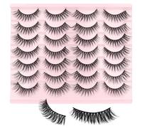 MOTIBACK Natural Lashes 14 Pairs of False Eyelashes for a Flawless Look Strip Lashes with Natural Lashes Effect Soft Cat Eye Lashes Fluffy Wispy Faux Mink Lashes for Everyday Glamour Z14F-2