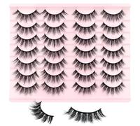 MOTIBACK Natural Lashes 14 Pairs of False Eyelashes for a Flawless Look Strip Lashes with Natural Lashes Effect Soft Cat Eye Lashes Fluffy Wispy Faux Mink Lashes for Everyday Glamour Z14F-1