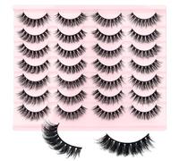 MOTIBACK Natural Lashes 14 Pairs of False Eyelashes for a Flawless Look Strip Lashes with Natural Lashes Effect Soft Cat Eye Lashes Fluffy Wispy Faux Mink Lashes for Everyday Glamour Z14F-4
