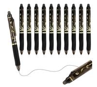 MOTIBACK Pack of 10 Click Erasable Ballpoint Pens, 0.5 mm Refillable Eraser Pen, Blue & Black Gel Pens, Erasable, Friction Pens Set for Primary School, Office and Homework (Black)