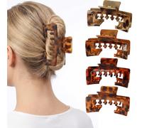 MOTIBACK Pack of 4 Leopard Print Large Plastic Hair Clips for Women