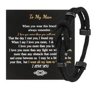 MOTIBACK Paracord Bracelet for Men, Handmade Adjustable Sailing Rope Bracelet Made of Nylon, Subtle Black Surfer Bracelet for Men, Outdoor and Everyday Use, 18+5cm Durchmesser, Mixed Materials, No