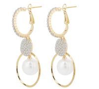 MOTIBACK Pearl Circle Earrings for Women, Unique Minimalist Dangle Drop Earring, Silver-Accented White Jewelry for Daily Wear & Special Occasions, 13g