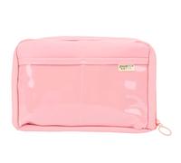MOTIBACK Pink Large Capacity Stationery Pencil Case, 12-Layer Transparent Kawaii Cute Aesthetic Canvas Pen Pouch Bag for Teen