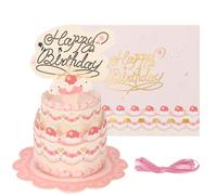 MOTIBACK Pop Up Birthday Greeting Card，3D Cake Cards+Envelope + Ribbon，Sweetheart Design with Envelopes DIY Art Birthday Cards Different Designs