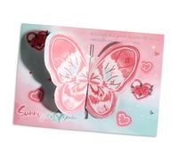 MOTIBACK Pop Up Cards, 3D Butterfly Greeting Card with Blank Inside, Handmade Butterfly Birthday Cards for Women Mom Wife Sister Girls Birthday Anniversary Thanksgiving (Pink)