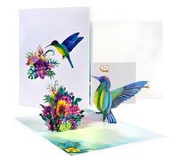 MOTIBACK Pop Up Hummingbird Hibiscus - 3D Hummingbird Card for Wife, Girlfriend & Mother,Birthday Card, Get Well, Thank You, Anniversary (style 2)