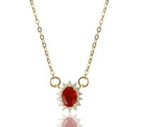 MOTIBACK Ruby Sun Necklace - Gold Plated Red Zircon Birthstone Necklace for Women, Cubic Zirconia Ruby Pendant Jewelry, July Birthstone Gift