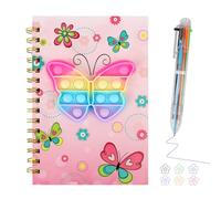 MOTIBACK Secret Diary for Girls, 8.2x5.7inch Pop Butterfly Notebook with 6 Colour Pen, A5 Spiral Pop Journal Notebook for 6 to 12 Year Girls Christmas Birthday Gift
