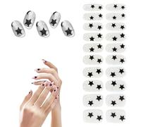 MOTIBACK Semi-Cured Gel Nail Stickers - 20 Nail Wraps with File & Stick for UV/LED Light Manicure - Safe & Long Lasting Nail Art Decor - NC240243