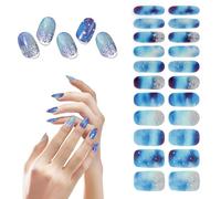 MOTIBACK Semi-Cured Gel Nail Stickers - 20 Nail Wraps with File & Stick for UV/LED Light Manicure - Safe & Long Lasting Nail Art Decor - BSA0151