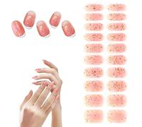 MOTIBACK Semi-Cured Gel Nail Stickers - 20 Nail Wraps with File & Stick for UV/LED Light Manicure - Safe & Long Lasting Nail Art Decor - NC240199