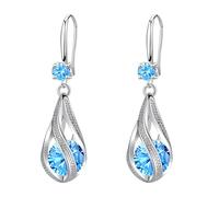 MOTIBACK Silver Drop Earrings for Women - Elegant Silver Earrings for Women with Blue Sparkling Cubic Zirconia, Perfect as Gifts for Mum, Valentine’s Day Birthday or Special Occasions Hypoallergenic