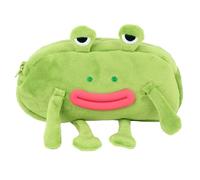 MOTIBACK Soft Fluffy Frog Pencil Case - Big Mouth Green Animal Pencil Box, Funny Kawaii Storage Holder for School Supplies & Funny Novelty Pencil Pouch