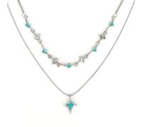 MOTIBACK Starburst Pearl Tassel Necklace - Y2K Irregular Star Pendant Silver Chain, Moonlight Stone Collar Necklace, Trendy Spicy Jewelry for Women