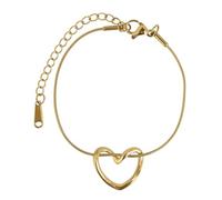 MOTIBACK Twisted Heart Bracelet for Women, Delicate Charm Bracelets with Adjustable Chain, Lightweight Jewellery for Daily Wear & Special Occasions, Gold
