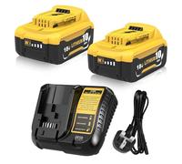 Moticett 2 Pack 10.0 Ah Replacement Battery for Dewalt 18V DCB184 DCB180 DCB181 DCB182 DCB200 DCB201 DCB204 + 10.8-20 V 3 A DCB107 for Dewalt Charger with LED Display (Yellow)