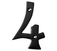 Motif 4-Inch Brass Metal Letters Mailbox Decor Address Signs For Houses Outdoor Wall Decor Mailbox Numbers House Address Numbers For Outside Address Sign for Door Numbers (Satin Black, Number 4)