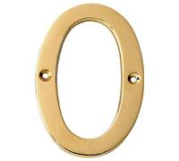 Motif 4-Inch Solid Brass- Lacquered Polish Finish, Mailbox Address Home Numeral, Hotel/House Door Numbers (Number 0)
