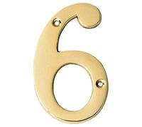 Motif 4-Inch Solid Brass Lacquered Polished Mailbox Numbers House Numbers For Outside, Address Plaques for House Numbers, Outdoor Decor (Number 6)