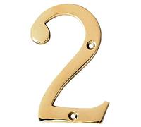Motif 4-Inch Solid Brass Lacquered Polished Mailbox Numbers House Numbers For Outside House Numbers Address Sign For Door, Outdoor Decor (Number 2)
