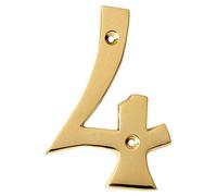 Motif 4-Inch Solid Brass Lacquered Polished Mailbox Numbers House Numbers For Outside House Numbers Address Sign For Door, House Signs for Outside (Number 4)