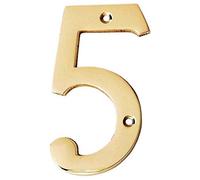 Motif 4-Inch Solid Brass Lacquered Polished Mailbox Numbers modern house numbers for outside House Numbers Address Sign For Door, Outdoor Decor (Number 5)