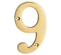 Motif 4-Inch Solid Brass Lacquered Polished Mailbox Numbers modern house numbers for outside House Numbers Address Sign For Door, Outdoor Decor, Home Address Numbers, House Number Sign (Number 9)