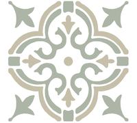 d-c-fix self adhesive floor tiles Stencil motif green patterned 11 pack 30,5 cm x 30,5 cm - peel and stick vinyl stickers for bathroom & kitchen