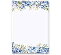Motif Letter Paper! Flowers & Petals Blue Hydrangeas 50 Sheets DIN A5 - Paper-Media
