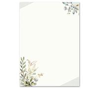Motif Letter Paper! Flowers & Petals Green Branches 100 Sheets DIN A6 - Paper-Media