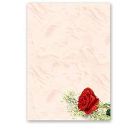 Motif Letter Paper! Flowers & Petals, Love & Wedding Flowers Motif RED Rose 250 Sheets DIN A4 - Paper-Media