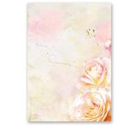 Motif Paper - Stationary Paper Rose Blossoms 20 Sheets DIN A4