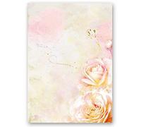Motif Paper - Stationery Paper Rose Blossoms 50 Sheets DIN A4